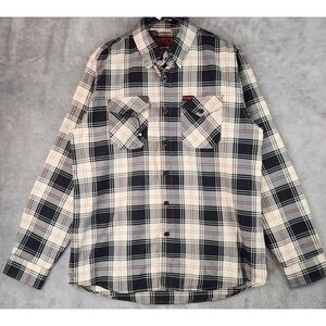Dixxon Flannel Co Cro-Mags Alpha Omega Shirt Mens Large Black White Red Plaid